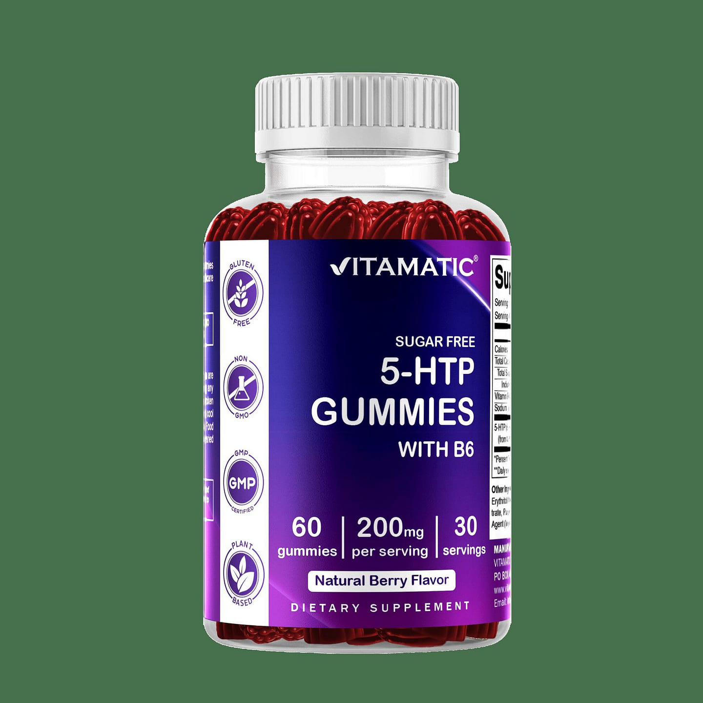 Sugar Free 5-HTP 200mg with B6 – 60 Gummies 1 each