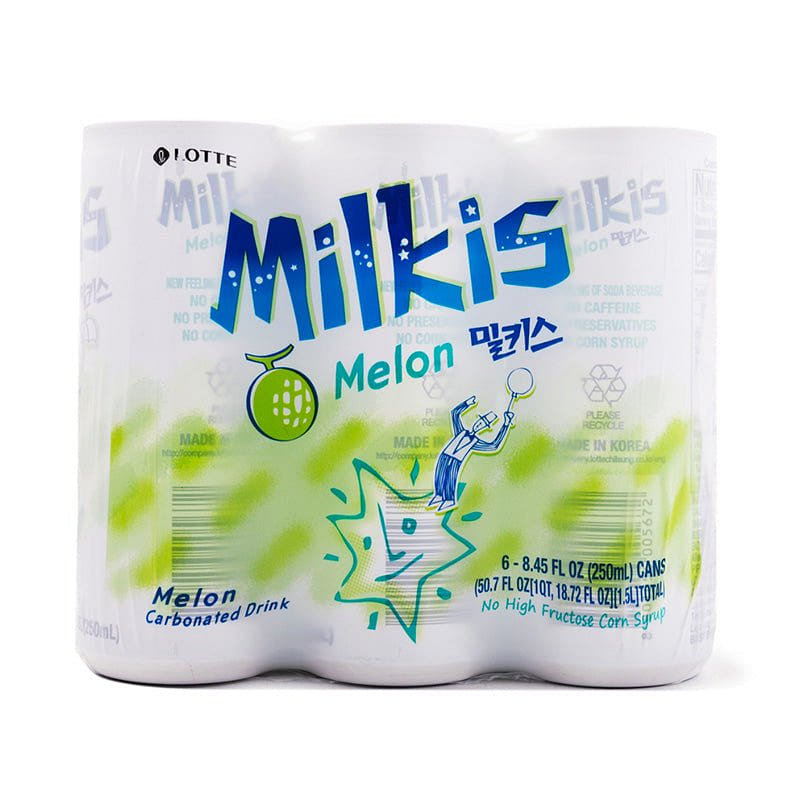 Lotte Milkis Carbonated Soft Drink, Melon Flavor, 8.45 fl oz 6-Packs 1 each