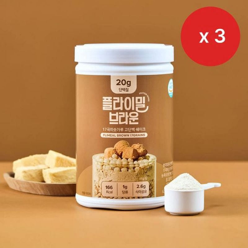 묶음할인 플라이밀 단백질 쉐이크 대용량 - 브라운 미숫가루맛 630g X 3세트 630 그램