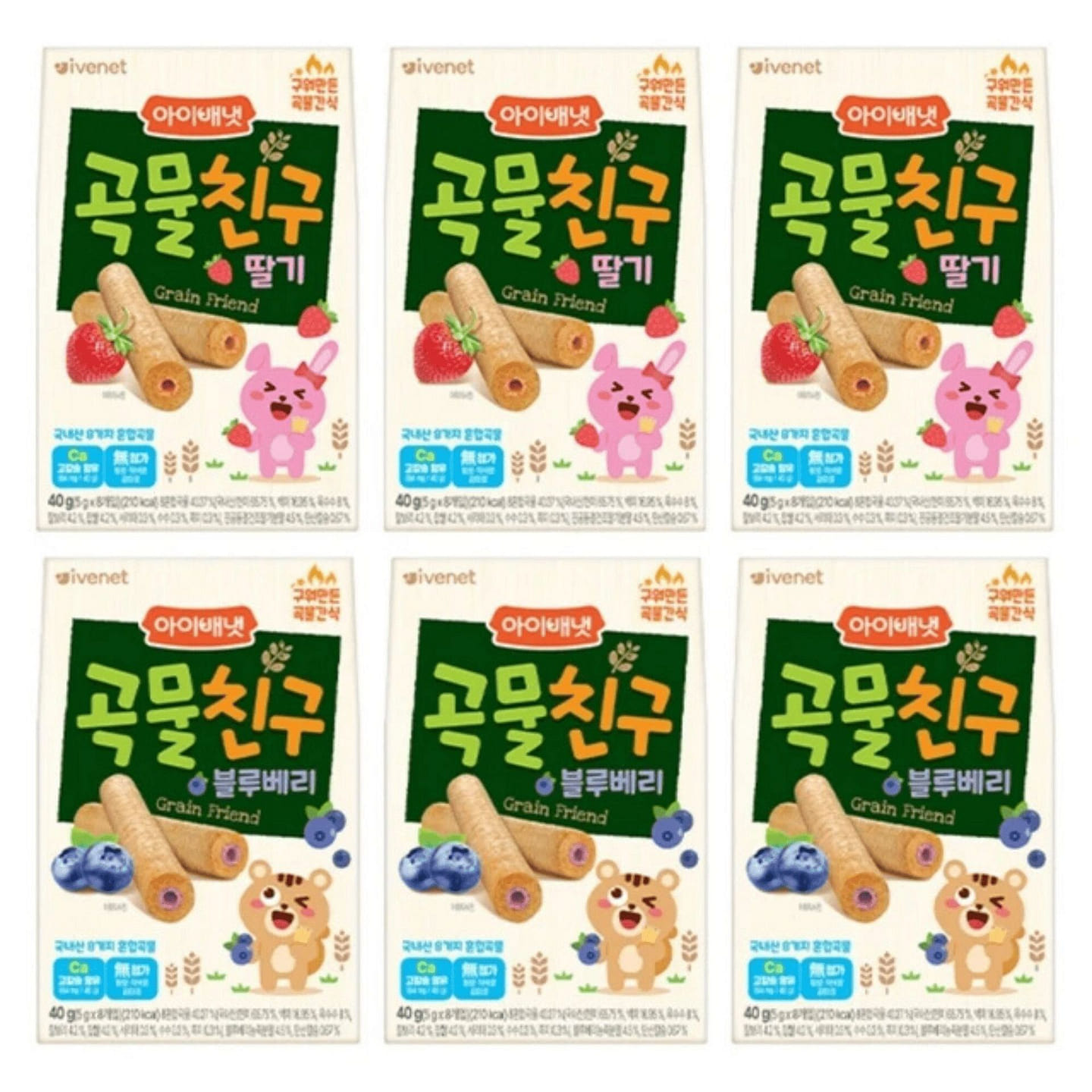 [Ivenet] Bebe Grain Friend Baby Snack Roll 6 pack
