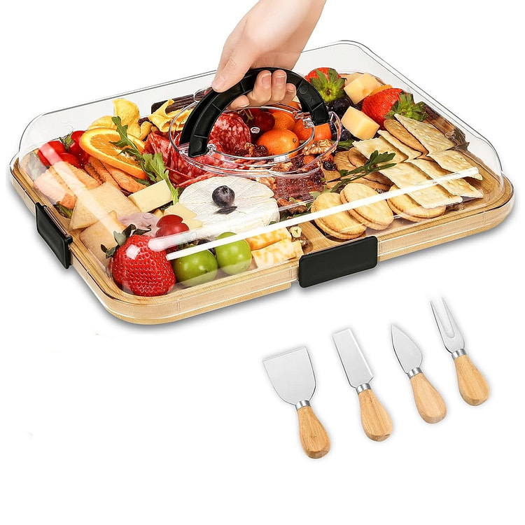 Deli Cutting Board with Lid Includes 4-Piece Knife 1 each