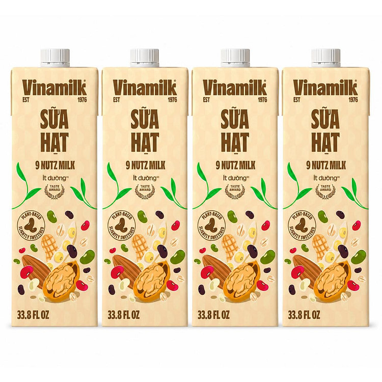 Vinamilk 9 Nutz Plant Milk - Family Set 33.8 fl.oz*4 boxes
