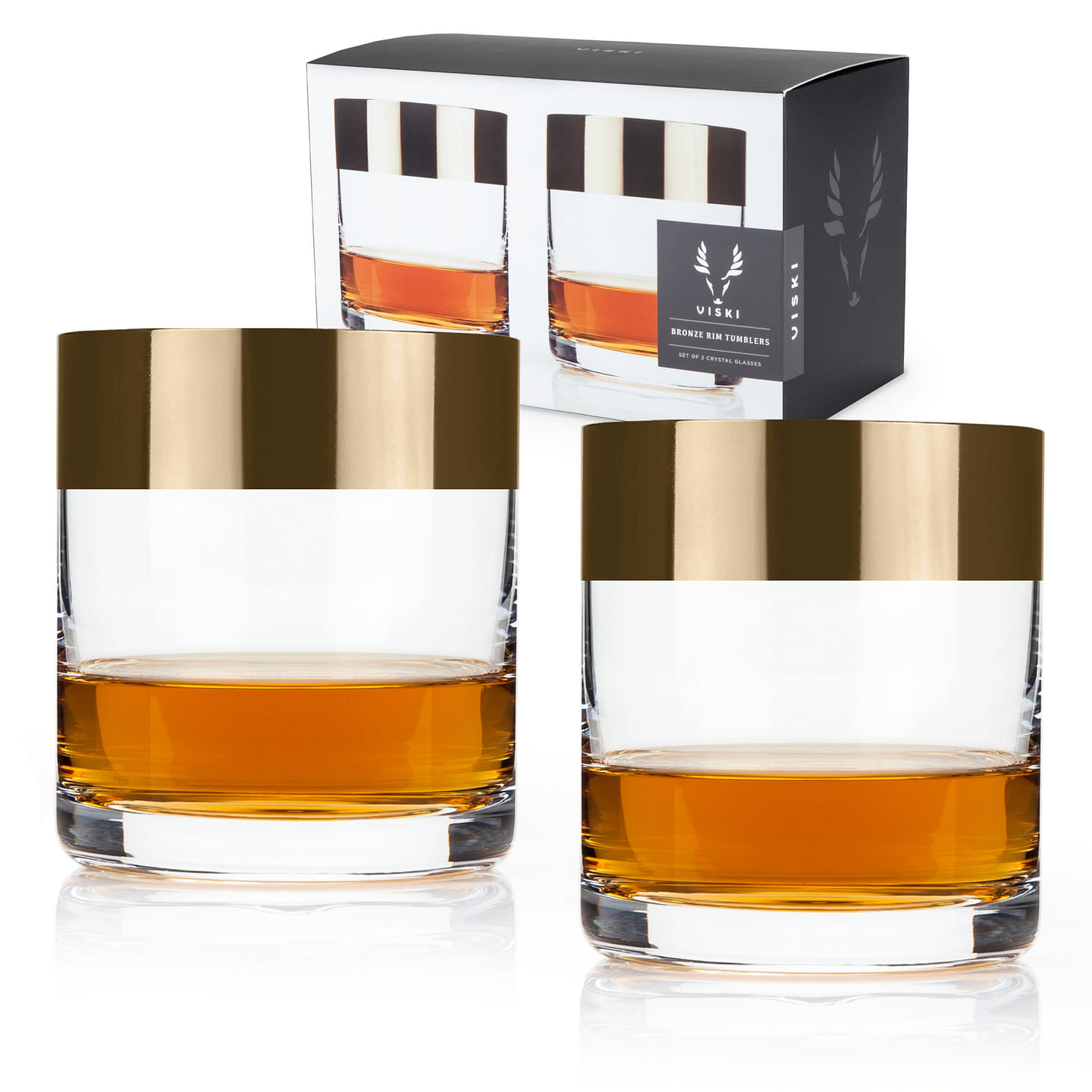 Bronze Rim Crystal Tumblers by Viski® 8 fl.oz