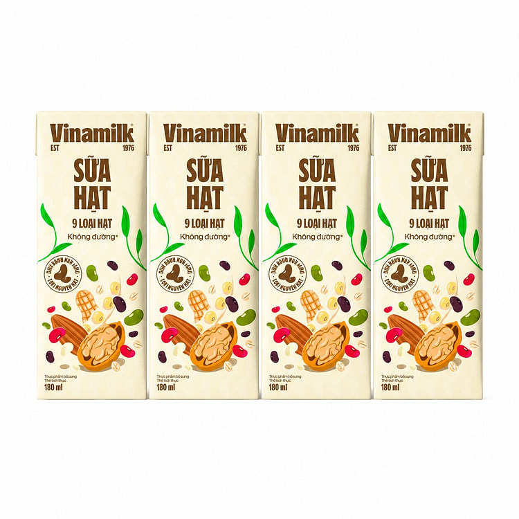 VINAMILK 9 NUT MILK 180ML (4-PACK) NO SUGAR 180 ml