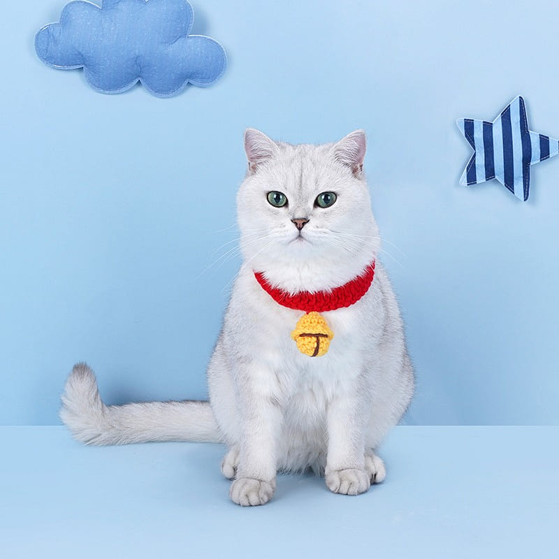 ZeZe Jingle Bell Collar – Adorable Knitted Yarn Collar with Silent Jingle Bell 1 count