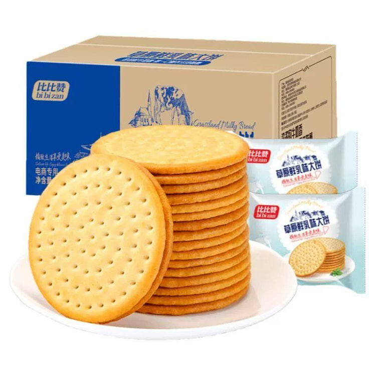 比比赞草原鲜乳大饼薄脆牛奶饼干早餐休闲食品独立小包400g*1箱