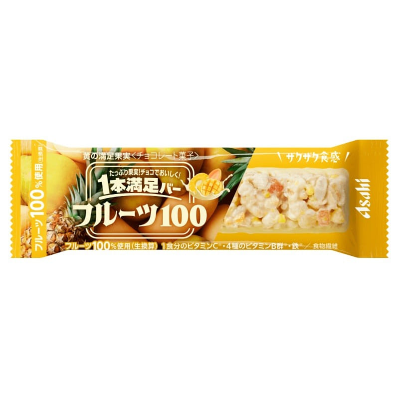 日本 ASAHI 一本满足 代餐能量棒 100%水果系列 芒果菠萝木瓜 巧克力棒 37g 1 个