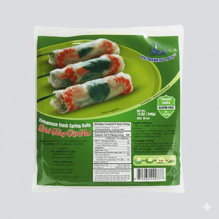 Vietnamese Lady Rice Paper 25cm Green Zipped Bag 1 pack