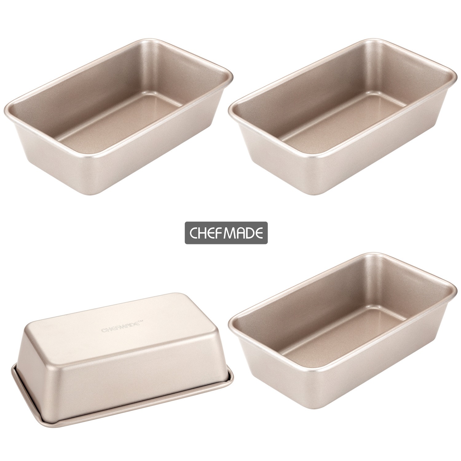 CHEFMADE Mini Loaf Pan Set, 5.5-Inch 4Pcs Non-Stick Rectangle Bread and Cake 1 ส่วน