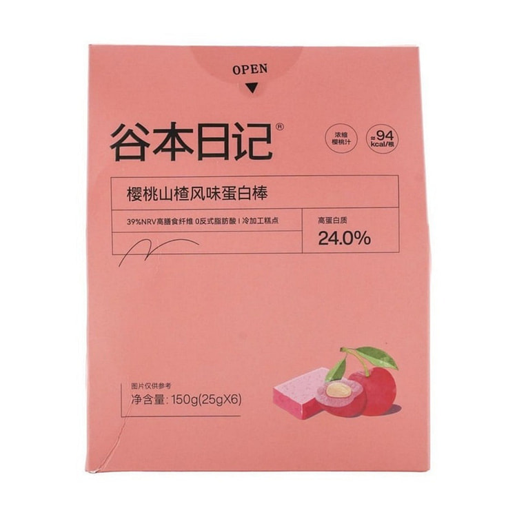 谷本日记蛋白棒#樱桃山楂风味 代餐饱腹25g*6支 150 克
