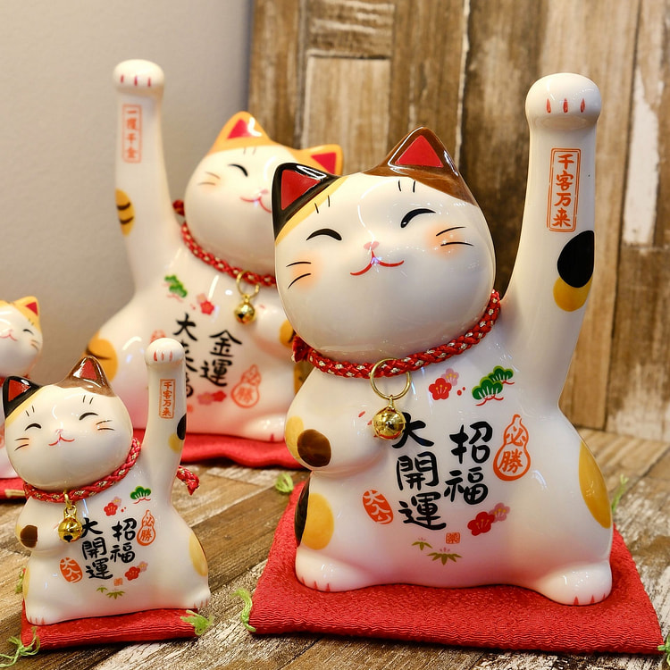 日本 药师窑 招财猫 M/S（礼盒装）-M（招福） 1 个