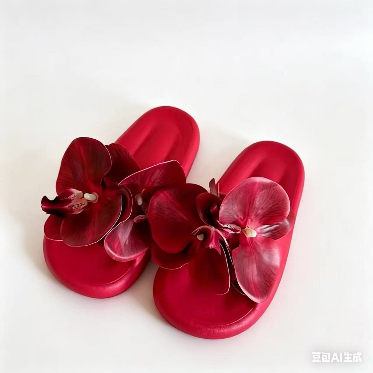 Red butterfly orchid women’s slippers size 40-41/1 1 each