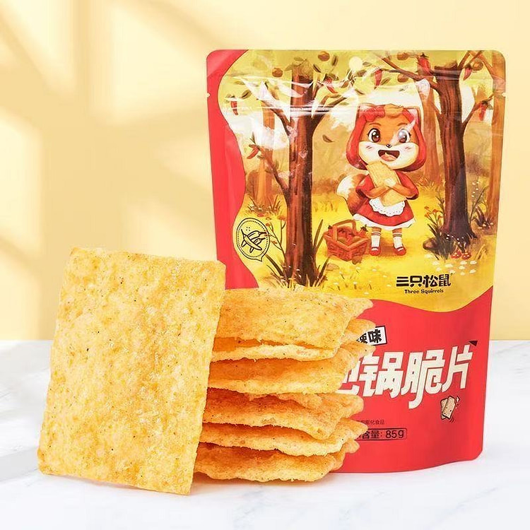 三只松鼠地锅脆片宿舍零食膨化薯片即食追剧锅巴小吃 85 克
