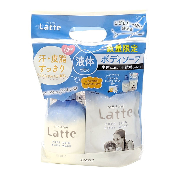Kracie Ma&Me Latte Citrus Soap Liquid Wash+Refill 850 ml