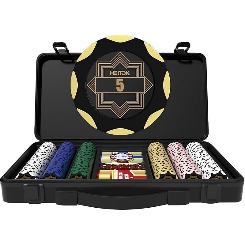 300pcs 14g Clay Poker Chips with Black ABS Box 1 count