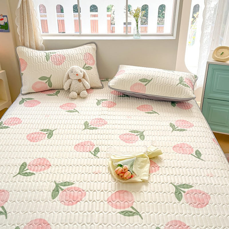 Cool Latex Mat 3pcs Set ( Including 2 Pillowcases) Queen Size 200x220cm Rose 1 each