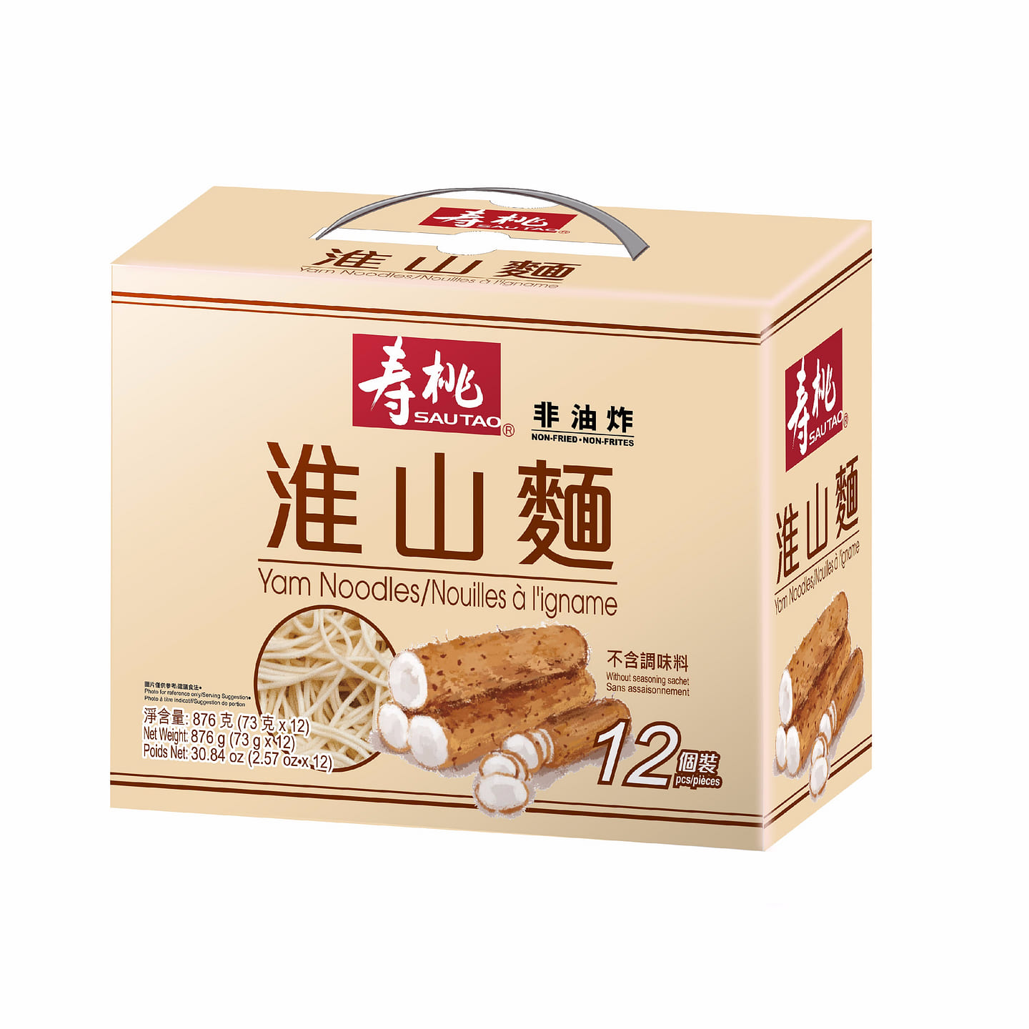 香港直送 壽桃牌 淮山麵 山藥麵 12個手提裝 876 克