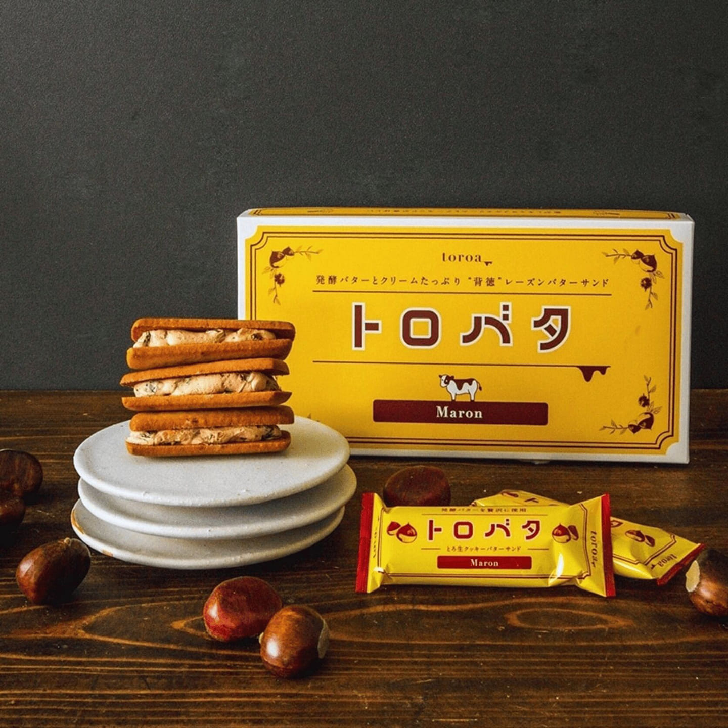 TOROA Raisin Chestnut Butter Cookies 6pcs 1 box