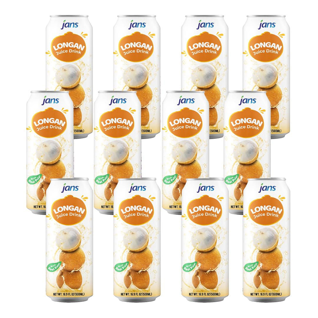 Jans 30% Longan Juice Drink with Pulp Pack of 12 16.9 oz*12 pack