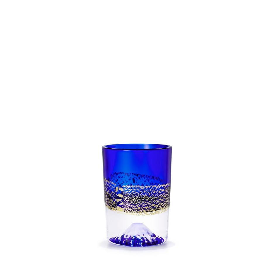 [WITH CERTIFICATE] Tajima glass Gold leaf Fuji cup Blue 2.2in×2.2×2.9in 1 count