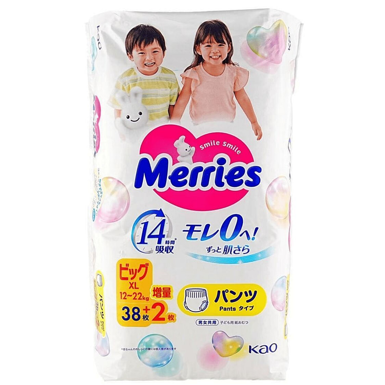 MERRIES Baby Pull Up Pants Diaper XL 12-22kg 40Pcs 1 each