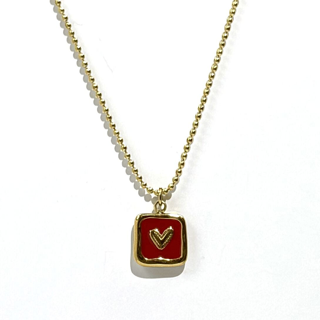 18K Gold Filled WaterProof Square Heart Necklace 1 each
