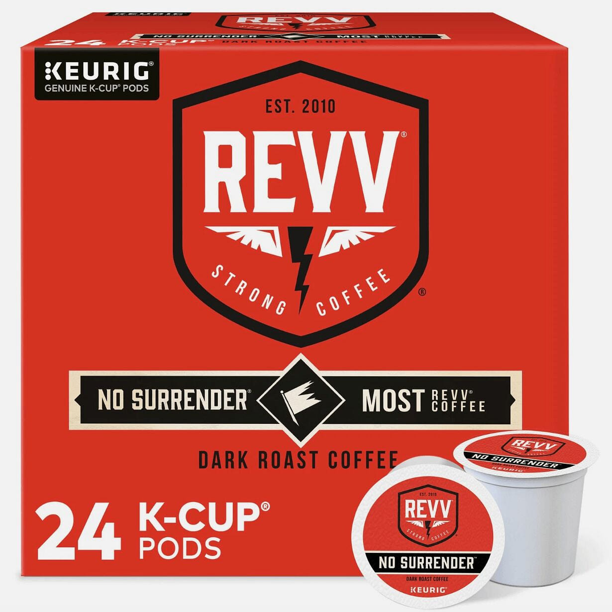 REVV No Surrender Dark Roast Coffee, 24 Count 1 pack