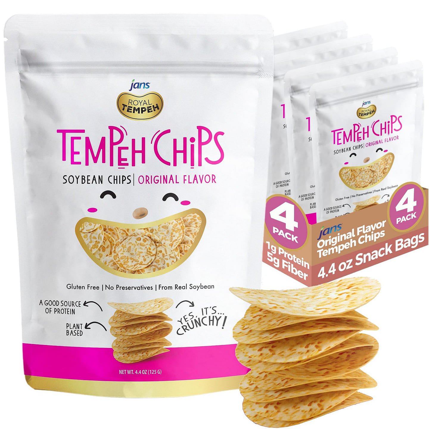 Jans Tempeh Chips Black Truffle 4.4 OZ Pack of 4 4.4 oz*4 pack