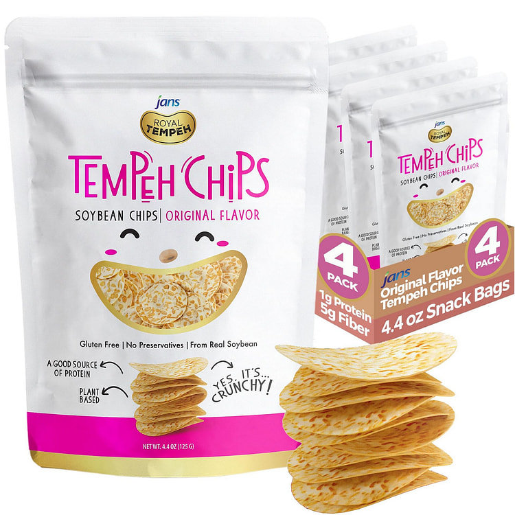 Jans - Chips tempeh vị Nấm Truffle đen, 125g, Hộp 4 gói 4.4 oz*4 gói