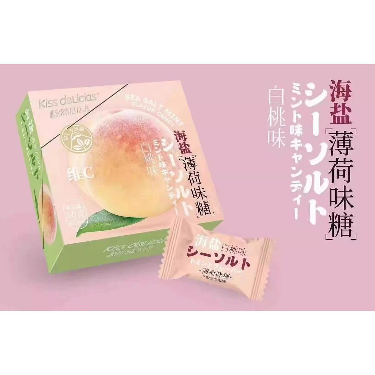 Kiss deLicias Sea salt white peach hard candy 50 g