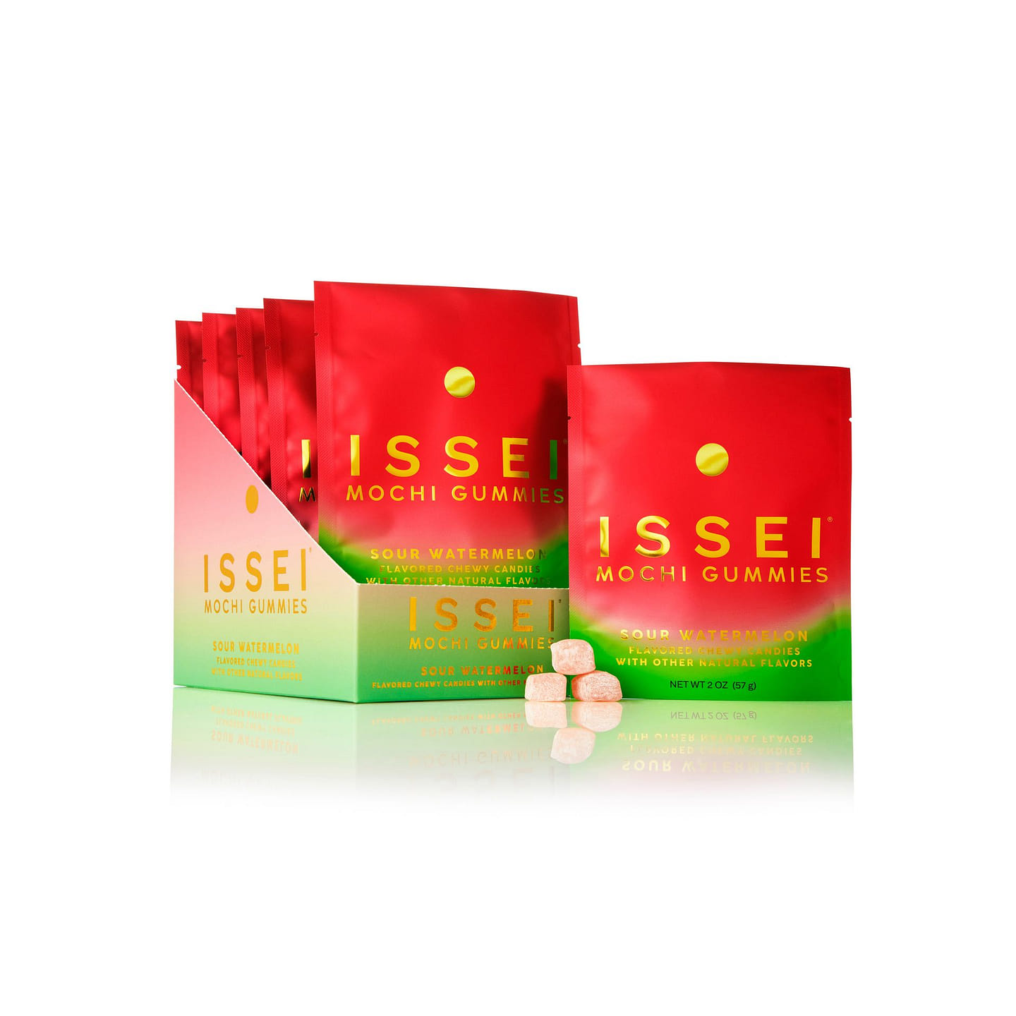 Issei Sour Watermelon Mochi Gummies 6-pack Candy 2 oz