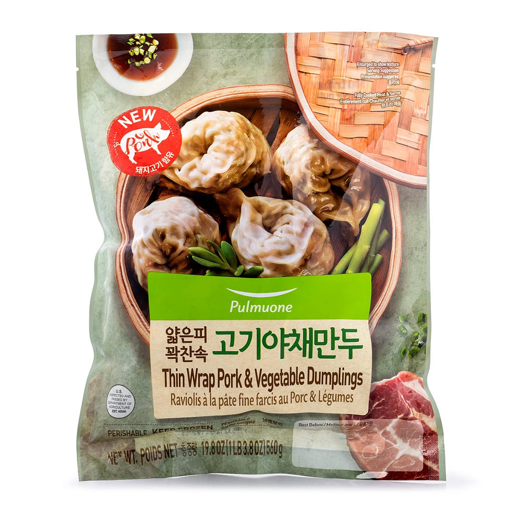 Pulmuone Thin Wrap Pork and Vegetable Dumplings, Frozen 560 g