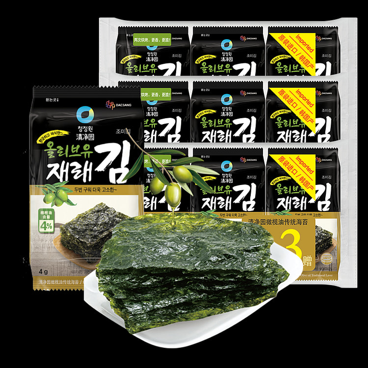 韩国清净园海苔片原装进口烤紫菜 9盒*1包装