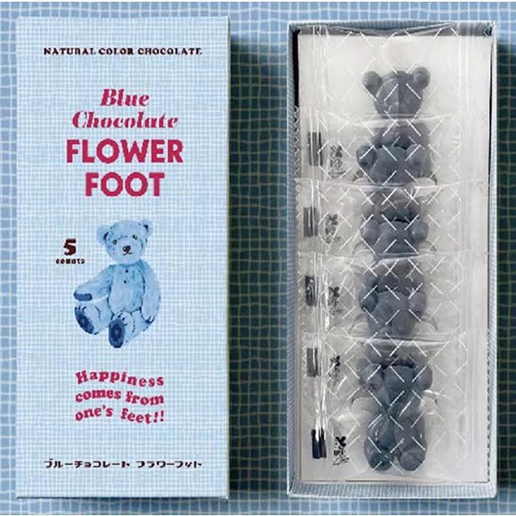 Flower Foot Bear-Shaped Blue Chocolate 5 Pieces 1 each