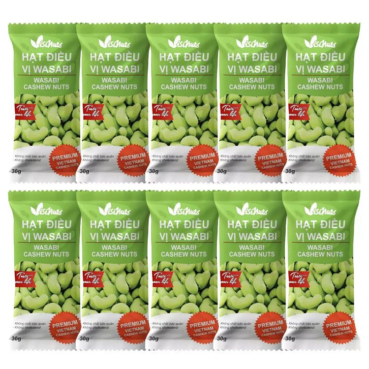 Wasabi Cashew Nuts 30g, Pack of 10