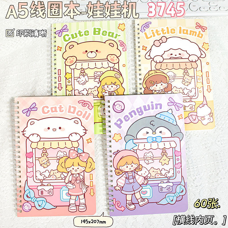 A5 Thick Lined Spiral Notebook – Claw Machine 1 each