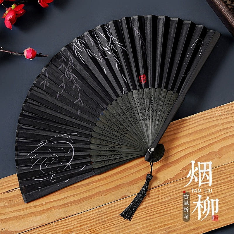 Antique fan – Folding fan (Misty Willows) 1 count