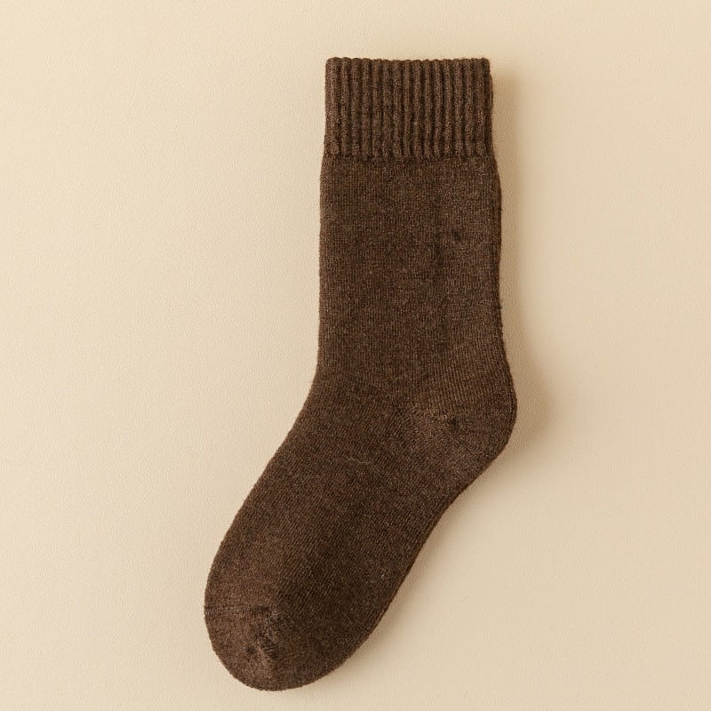 70% wool winter thick plush long socks dark brown 1 pack