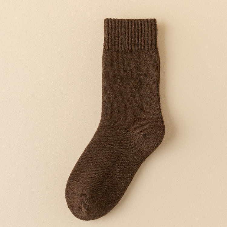 70% wool winter thick  plush long socks dark brown 1 pack