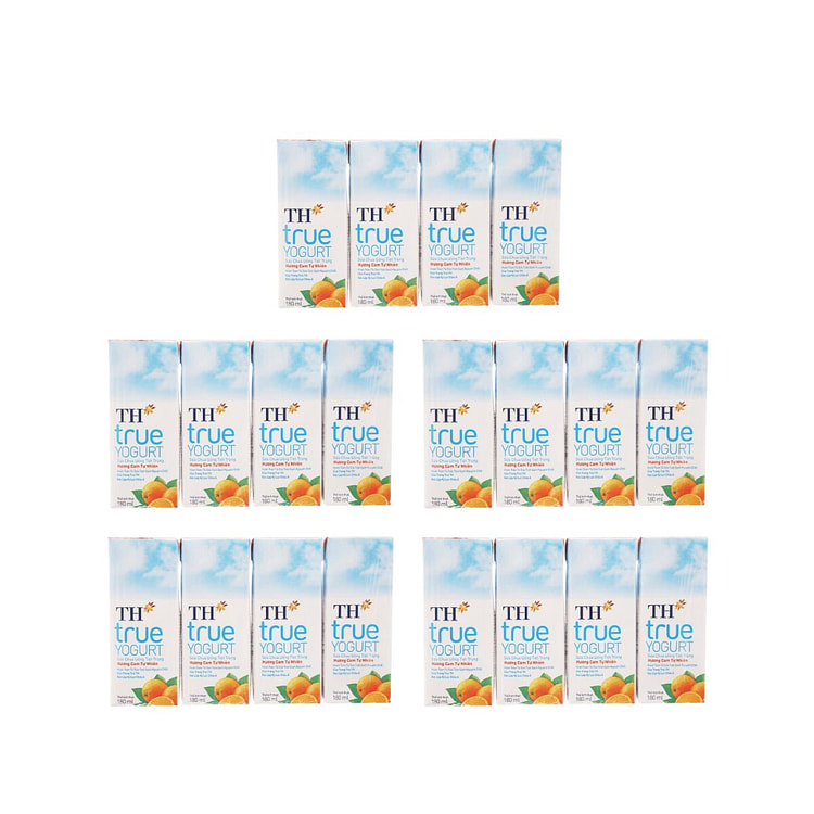 [TH True Tea] Nước Sữa Chua Hương Cam – 20 Hộp x 180ml (5 Lốc) 5 gói