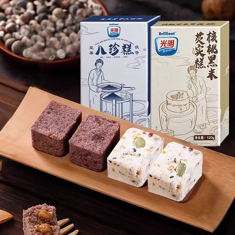 光明 核桃黑米芡实糕 八珍云片糕点心儿童老人零食120g*1盒