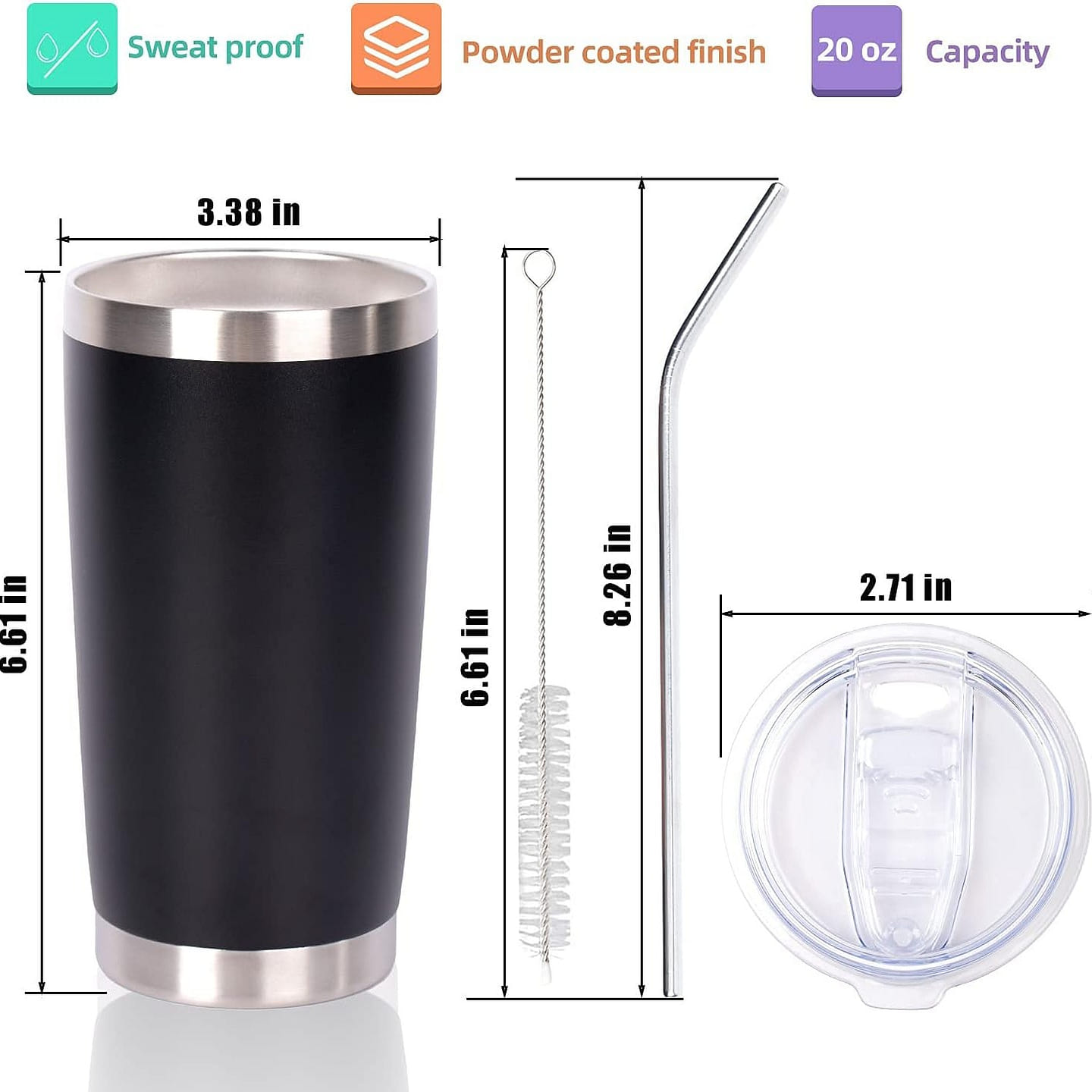 20 oz Coffee Travel Tumbler with Lid and Straw 1 count