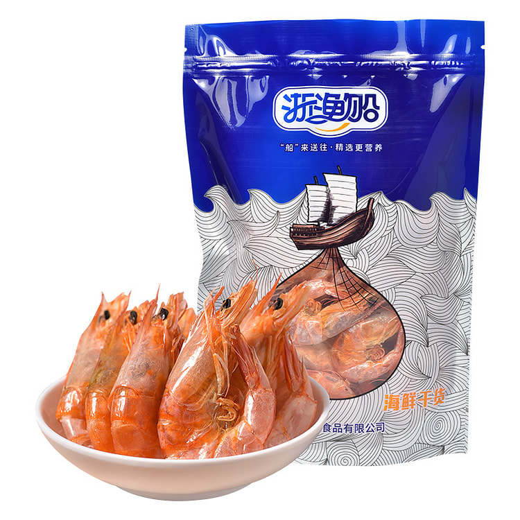 浙渔船 虾干烤虾干即食大号烤虾碳烤干虾 250g*1袋装
