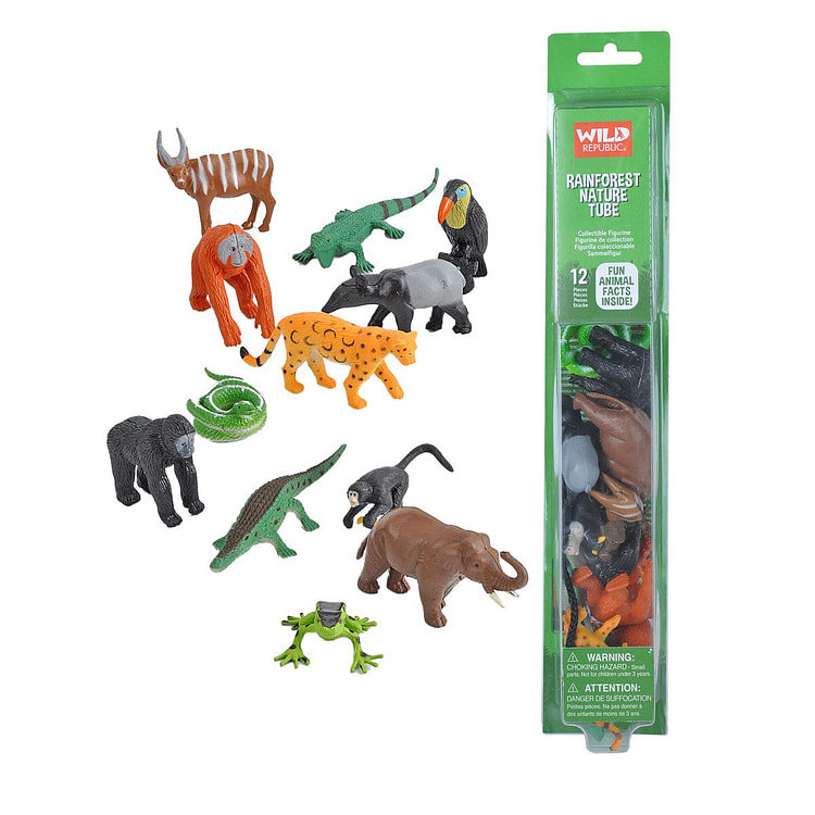 Tube of Rainforest Figurines with Playmat Default