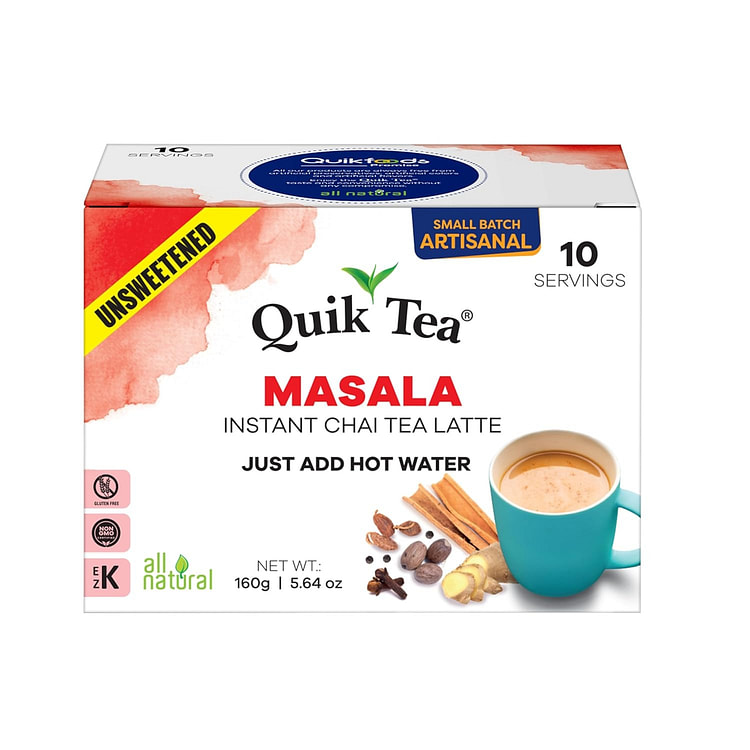 QuikTea Unsweetened Masala Chai Latte (10 count) 1 box