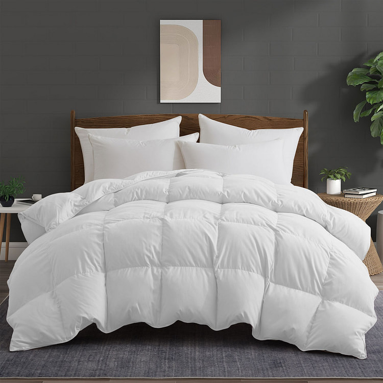All Season Down Feather Comforter Queen White