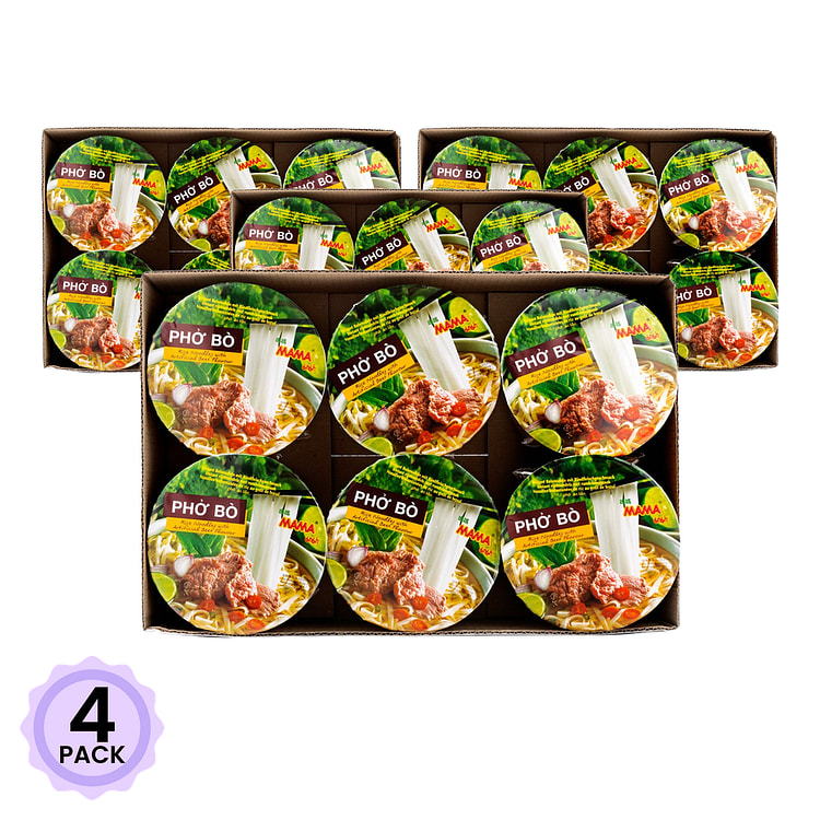 Mama Pho Bo Rice Noodles, Beef Flavor 6 count*4 pack