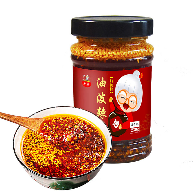 六婆 油泼辣子香辣红油辣椒油调味料230gx1瓶