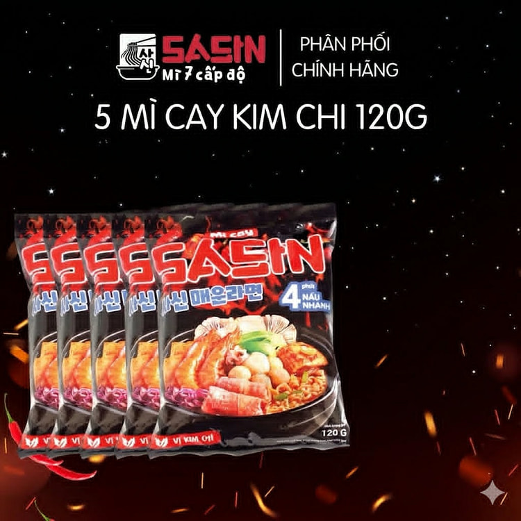 [COMBO 5] GÓI MÌ CAY SASIN VỊ KIM CHI 120G 5 gói