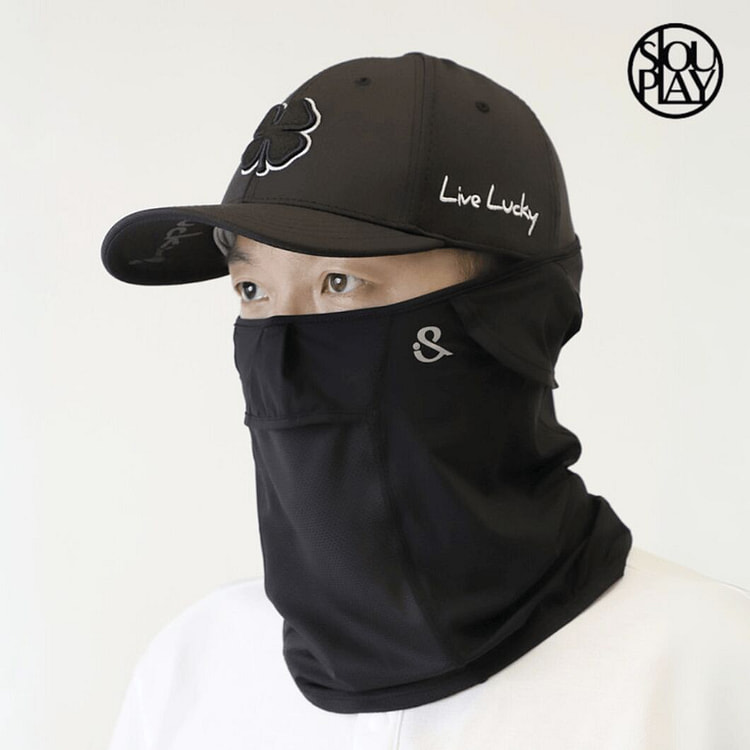 [SLPL] Perfect UV-CUT Face Cover Mask -Black/Free 1 count